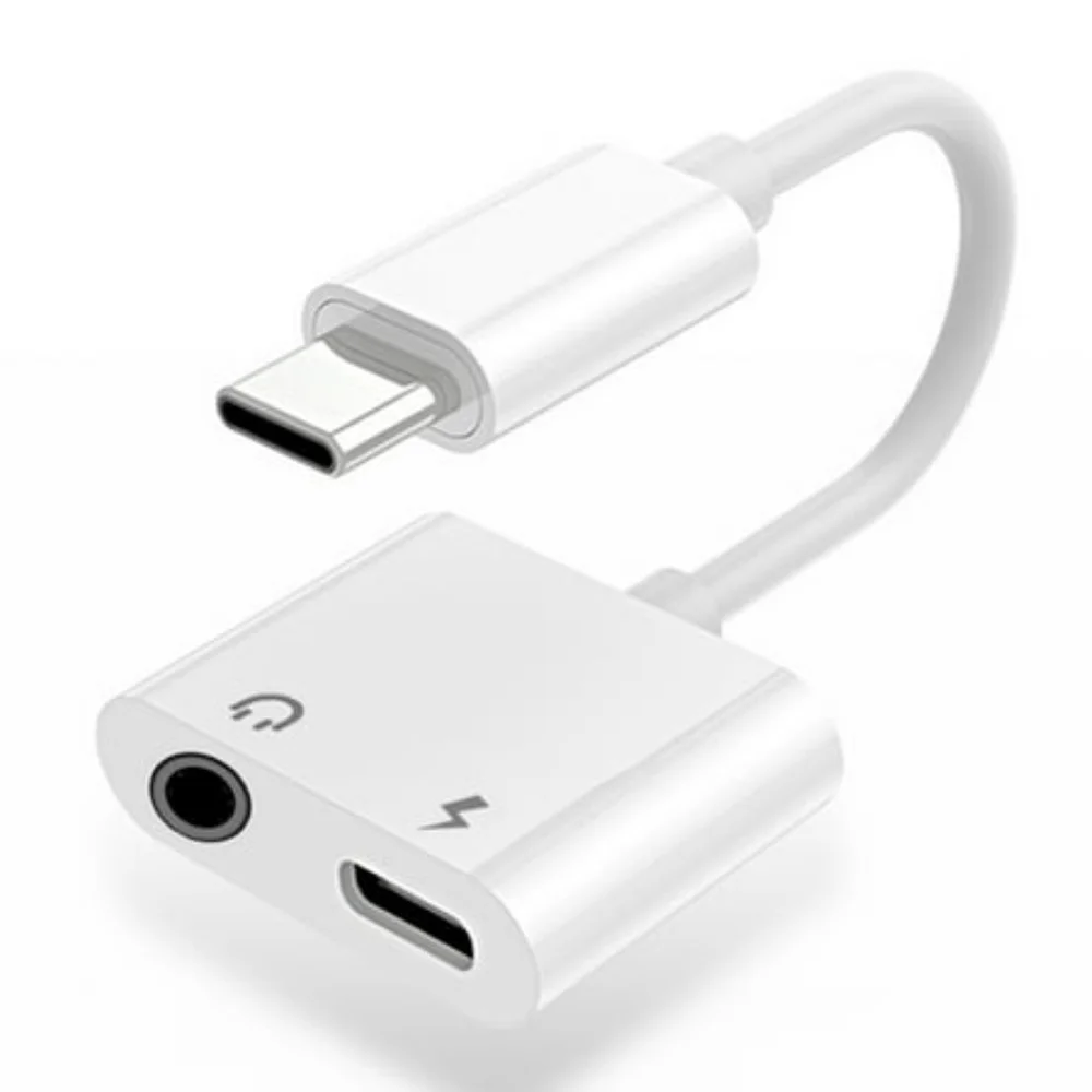 NWT White Charging Port Adapter TYPE-C to AUXILLARY!